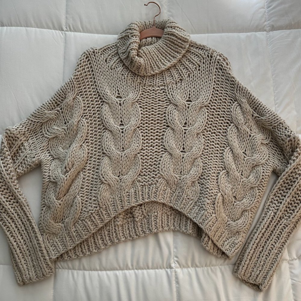 Cream Knit Cropped Sweater